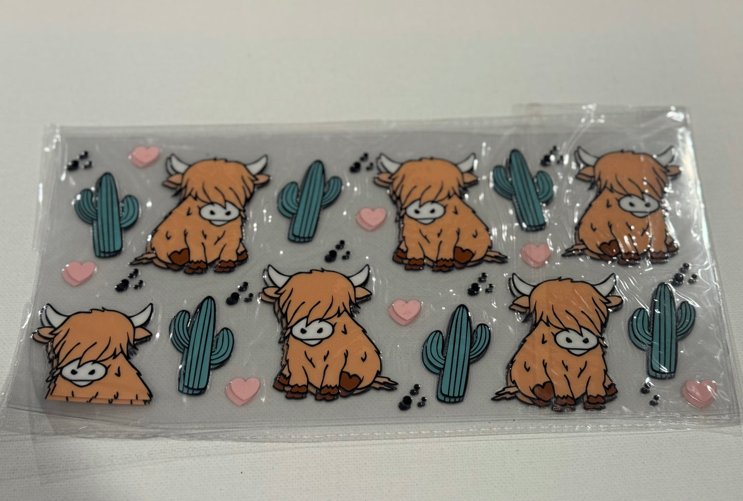 HIGHLAND COW & CACTUS UV DTF WRAP