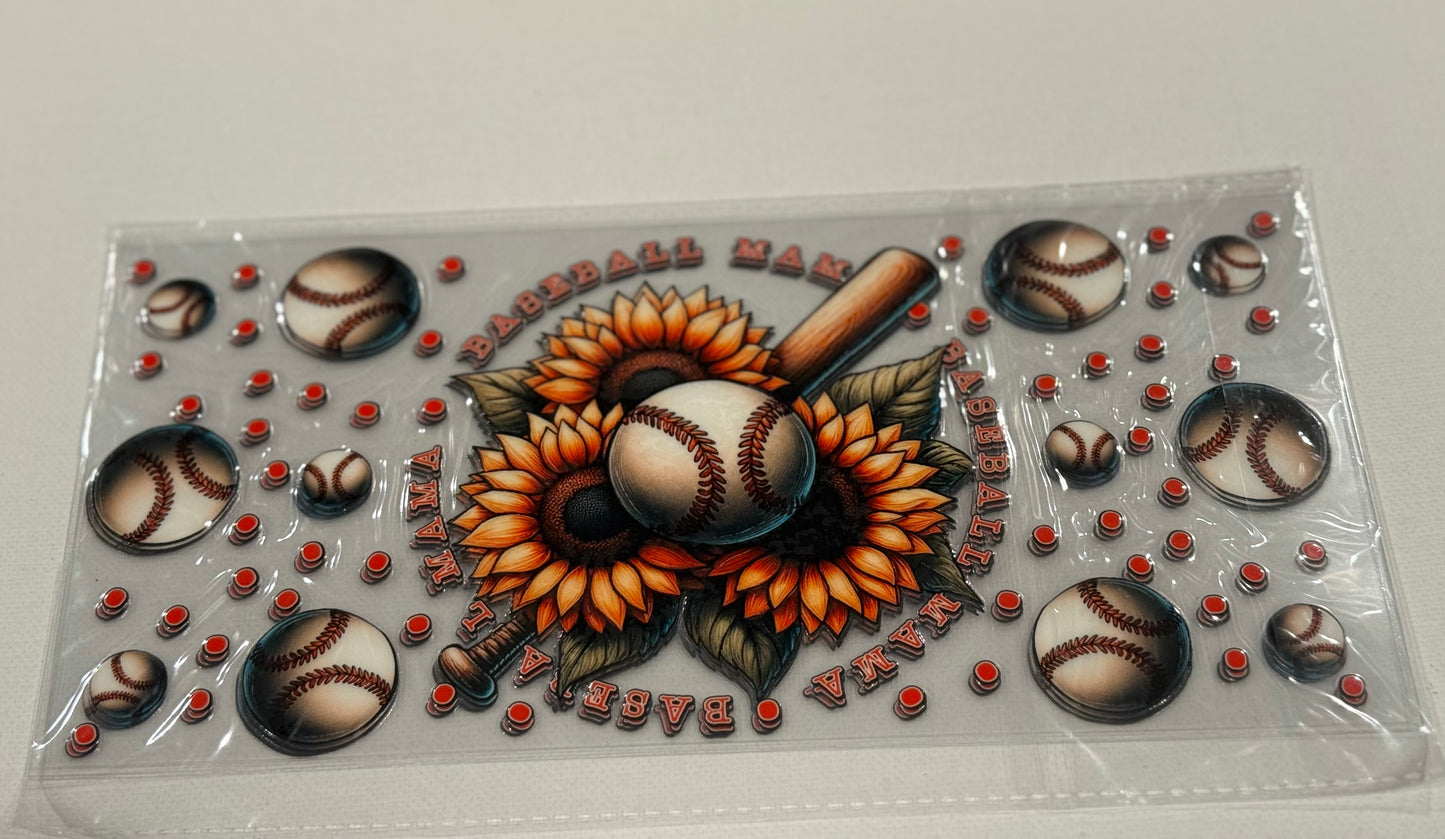BASEBALL MAMA & SUNFLOWERS UV DTF WRAP