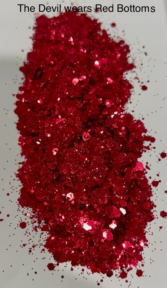 THE DEVIL WEARS RED BOTTOMS GLITTER