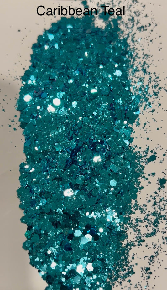 CARIBBEAN TEAL GLITTER